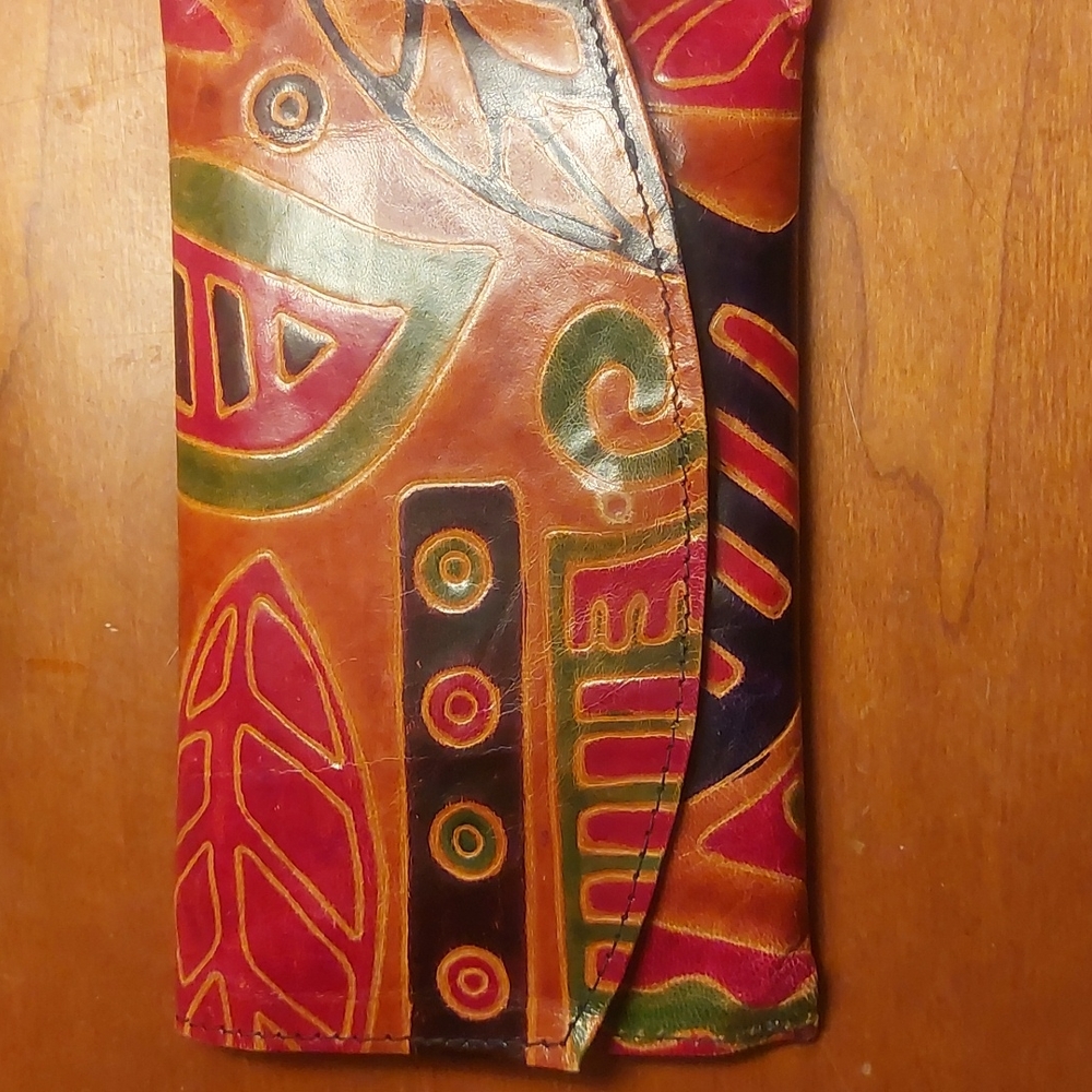 Vintage multicolor leather clutch wallet